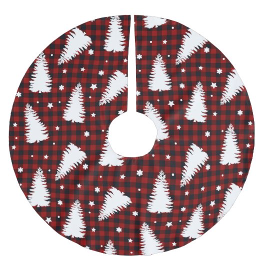 Red Christmas Pattern Polyester Weihnachtsbaumdecke (Vorderseite)