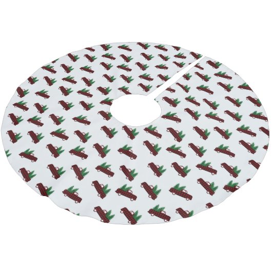 Red Christmas Pattern Polyester Weihnachtsbaumdecke (Schrägansicht)