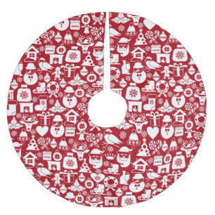 Red Christmas Pattern Polyester Weihnachtsbaumdecke