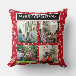 Red Christmas Patterns 4 Photo Collage Kissen