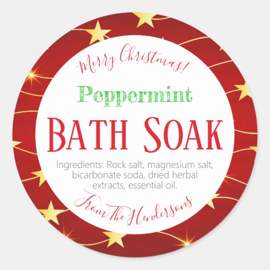 Red Christmas Peppermint Bath Bomb Bath Salt Soak Runder Aufkleber (Vorderseite)