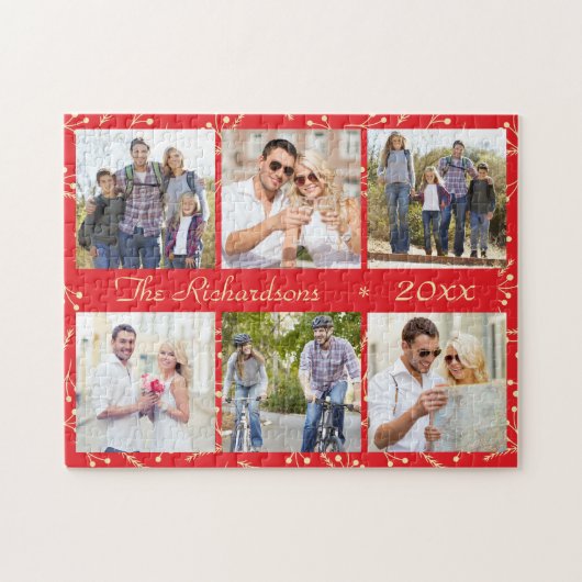 Red Christmas Personalized 6 Puzzle (Horizontal)