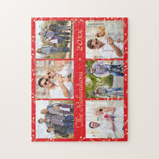 Red Christmas Personalized 6 Puzzle (Vertikal)
