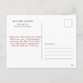 Red Christmas Photo Bow Ribbon  Feiertagspostkarte (Rückseite)