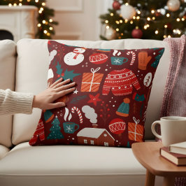Red Christmas Pillow – Festive Holiday Design Kissen
