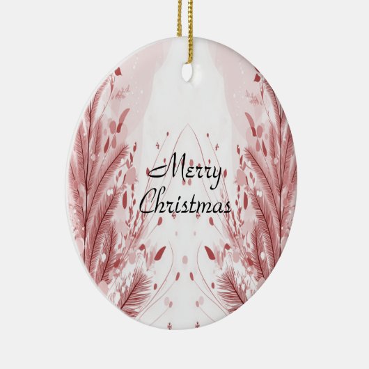 Red Christmas Pine Tree Schnee schön Keramik Ornament (Rechts)