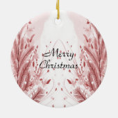 Red Christmas Pine Tree Schnee schön Keramik Ornament (Hinten)