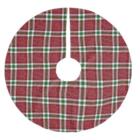 Red Christmas Plaid Polyester Weihnachtsbaumdecke (Vorderseite)