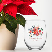 Red Christmas Poinsetta Floral Custom Wedding Weinglas Ohne Stiel