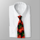 Red Christmas Poinsettia auf Black Neck Tie Krawatte (Gebunden)