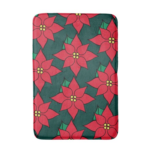 Red Christmas Poinsettia Badezimmer Rug Badematte (Vorderseite Vertikal)