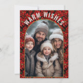 Red Christmas Poinsettia Custom Foto Feiertagskarte (Vorderseite)