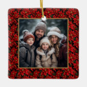 Red Christmas Poinsettia Custom Foto Keramikornament (Vorderseite)