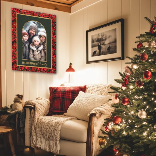 Red Christmas Poinsettia Custom Foto Leinwanddruck