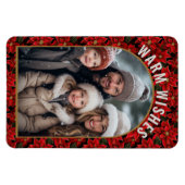 Red Christmas Poinsettia Custom Foto Magnet (Horizontal)