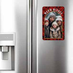 Red Christmas Poinsettia Custom Foto Magnet