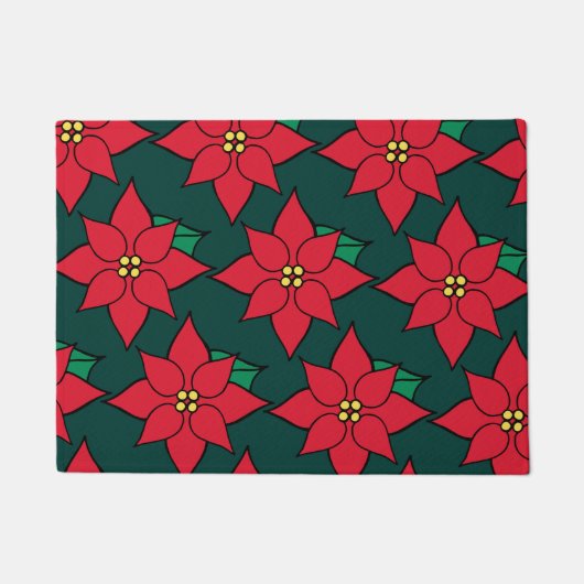 Red Christmas Poinsettia Doormat Fußmatte (Vorderseite)