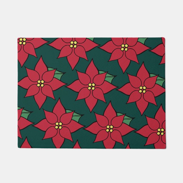 Red Christmas Poinsettia Doormat Fußmatte (Vorderseite)