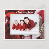 Red Christmas Poinsettia Family Foto Postcard Postkarte (Vorderseite)
