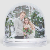 Red Christmas Poinsettia Holiday Photo Wedding Schneekugeln (Rückseite)