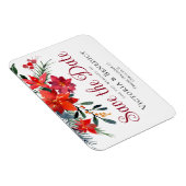 Red Christmas Poinsettia Holiday Save the Date Magnet (Rechte Seite)