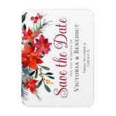 Red Christmas Poinsettia Holiday Save the Date Magnet (Vertikal)