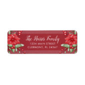 Red Christmas Poinsettia Holly Berry Label (Vorne)