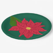 Red Christmas Poinsettia Pappteller (Schrägansicht)