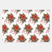 RED CHRISTMAS POINSETTIA PATTERNS KOORDINIERT GESCHENKPAPIER SET (Vorderseite)