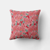 Red Christmas Poinsettia Personalisiert Monogram Kissen (Rückseite)