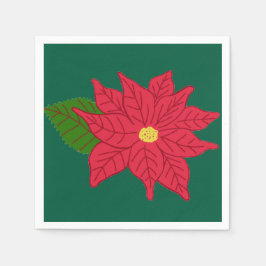 Red Christmas Poinsettia Serviette