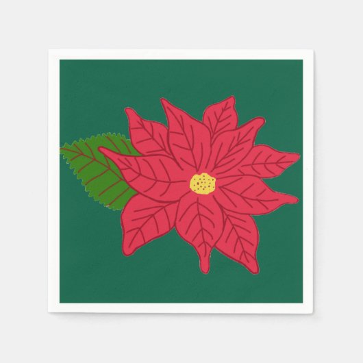 Red Christmas Poinsettia Serviette (Vorderseite)