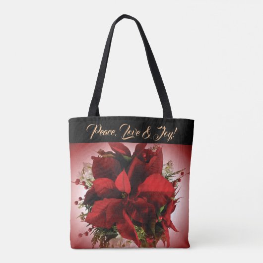 Red Christmas Poinsettia Tote Bag Tasche (Rückseite)