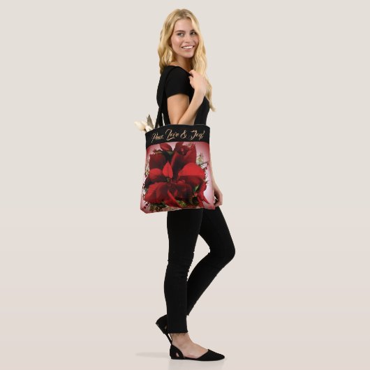 Red Christmas Poinsettia Tote Bag Tasche (Am Model)