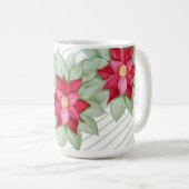 Red Christmas Poinsettia Watercolor Handgemalt Kaffeetasse (VorderseiteRechts)