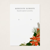 Red Christmas Poinsettias Earring Display Card (Vorderseite)