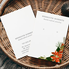 Red Christmas Poinsettias Earring Display Card