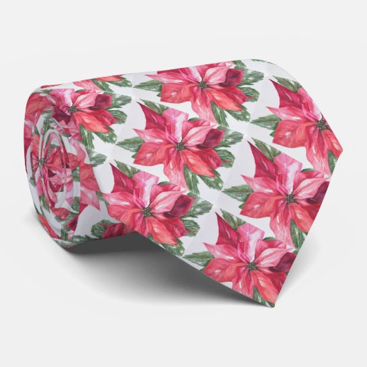 RED CHRISTMAS POINTSETTIA KRAWATTE (Gerollt)