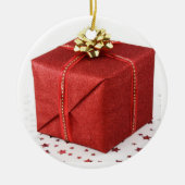 Red Christmas Present Keramik Ornament (Vorne)