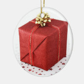 Red Christmas Present Keramik Ornament (Links)