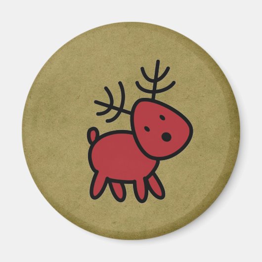 Red Christmas Reindeer Illustratio Magnet (Vorne)