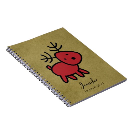 Red Christmas Reindeer Illustration Custom Notizblock (Rechte Seite)