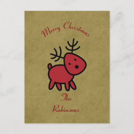 Red Christmas Reindeer Illustration Feiertagspostkarte