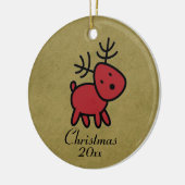 Red Christmas Reindeer Illustration Keramikornament (Links)