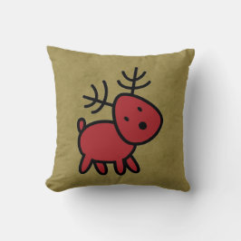 Red Christmas Reindeer Illustration Kissen