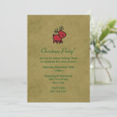 Red Christmas Reindeer Illustration Party Einladun Einladung (Stehend Vorderseite)