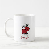 Red Christmas Reindeer Illustration Personalisiert Kaffeetasse (Links)