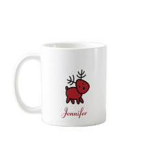 Red Christmas Reindeer Illustration Personalisiert