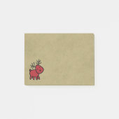 Red Christmas Reindeer Illustration Post-it Klebezettel (Vorderseite)