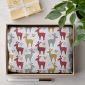 Red Christmas Reindeer Pattern#12 ID1009 Seidenpapier (Geschenk)